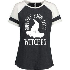 Funny Halloween Support Your Local Witches Funny Gift Enza Ladies Jersey Colorblock Tee