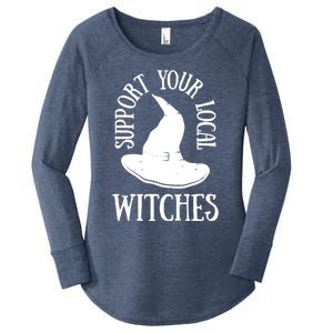 Funny Halloween Support Your Local Witches Funny Gift Women's Perfect Tri Tunic Long Sleeve Shirt