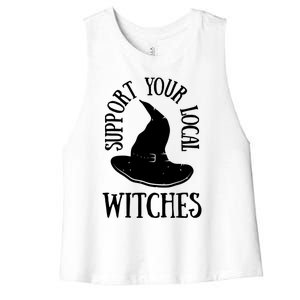 Funny Halloween Support Your Local Witches Funny Gift Women's Racerback Cropped Tank