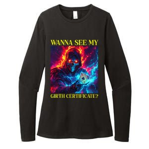 Funny Hard Skeleton Wanna See My Girth Certificate Womens CVC Long Sleeve Shirt