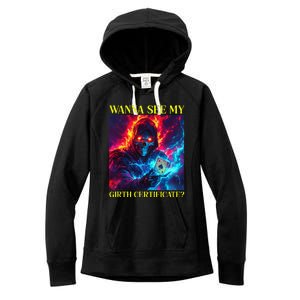 Funny Hard Skeleton Wanna See My Girth Certificate Women's Fleece Hoodie