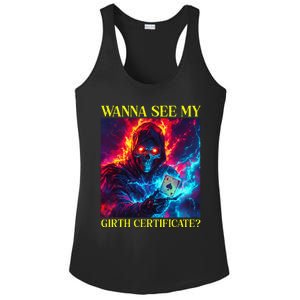 Funny Hard Skeleton Wanna See My Girth Certificate Ladies PosiCharge Competitor Racerback Tank