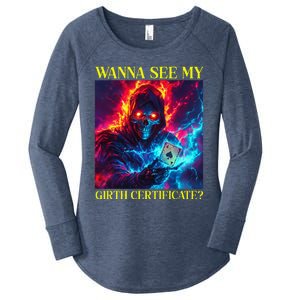 Funny Hard Skeleton Wanna See My Girth Certificate Women's Perfect Tri Tunic Long Sleeve Shirt