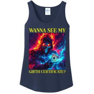 Funny Hard Skeleton Wanna See My Girth Certificate Ladies Essential Tank