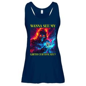 Funny Hard Skeleton Wanna See My Girth Certificate Ladies Essential Flowy Tank