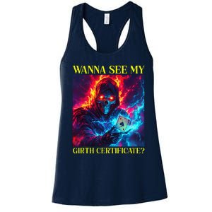 Funny Hard Skeleton Wanna See My Girth Certificate Women's Racerback Tank