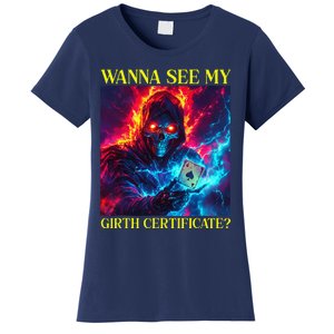 Funny Hard Skeleton Wanna See My Girth Certificate Women's T-Shirt