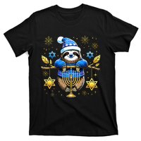 Funny Hanukkah Sloth Jewish Chanukah Sleeping Hanukkah PJs  T-Shirt