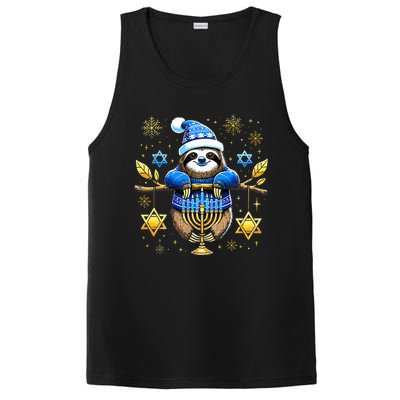 Funny Hanukkah Sloth Jewish Chanukah Sleeping Hanukkah PJs  PosiCharge Competitor Tank