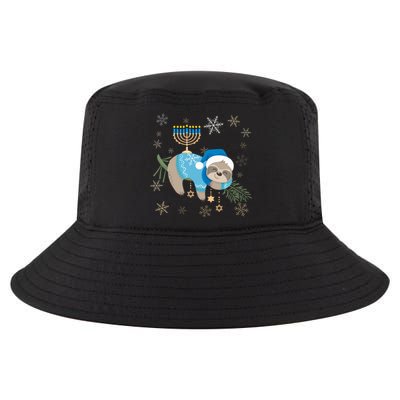 Funny Hanukkah Sloth Jewish Chanukah Sleeping  Cool Comfort Performance Bucket Hat