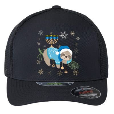 Funny Hanukkah Sloth Jewish Chanukah Sleeping  Flexfit Unipanel Trucker Cap