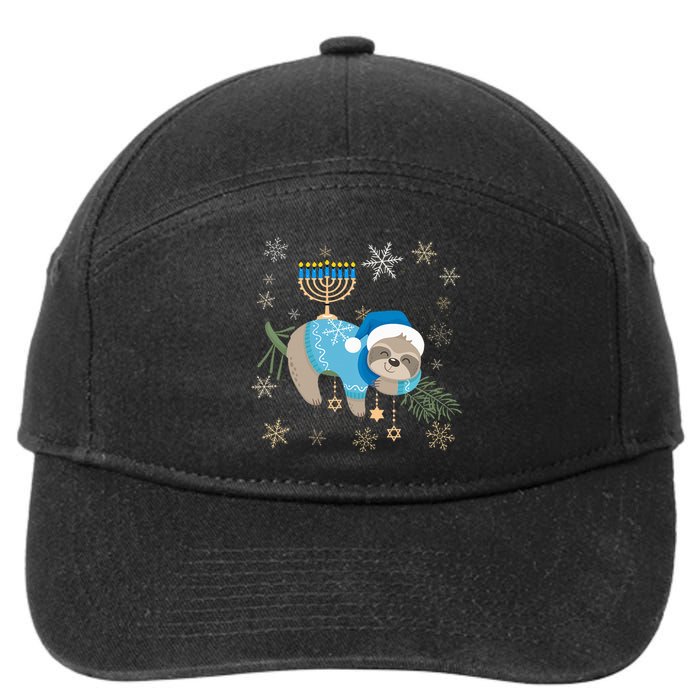 Funny Hanukkah Sloth Jewish Chanukah Sleeping  7-Panel Snapback Hat