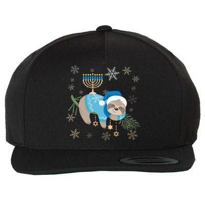 Funny Hanukkah Sloth Jewish Chanukah Sleeping  Wool Snapback Cap