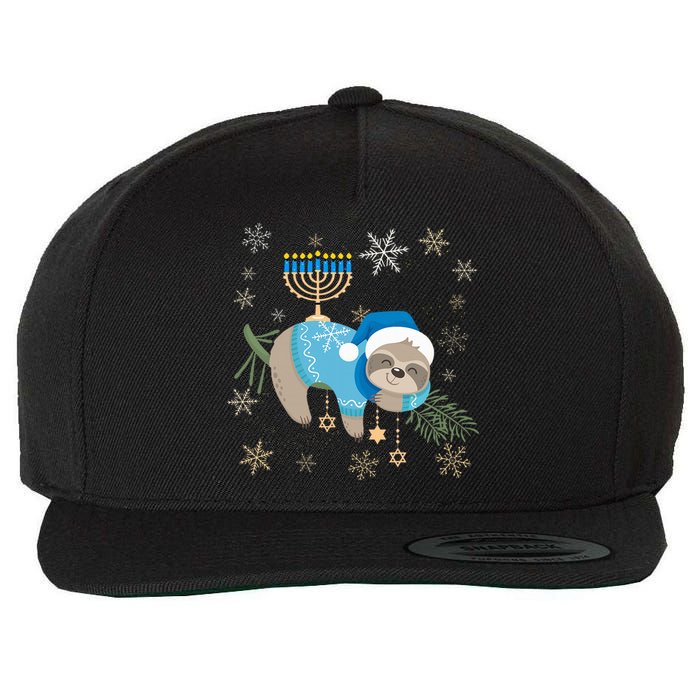 Funny Hanukkah Sloth Jewish Chanukah Sleeping  Wool Snapback Cap