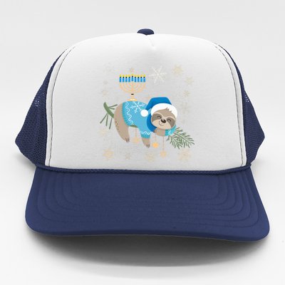 Funny Hanukkah Sloth Jewish Chanukah Sleeping  Trucker Hat