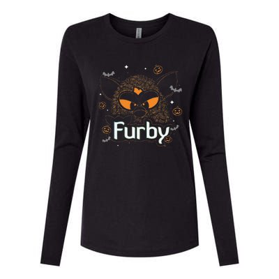 Furby Halloween Spooky Lines Pumpkin Furby Womens Cotton Relaxed Long Sleeve T-Shirt