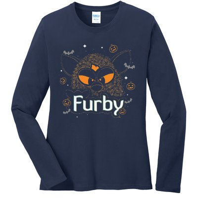 Furby Halloween Spooky Lines Pumpkin Furby Ladies Long Sleeve Shirt