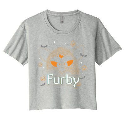 Furby Halloween Spooky Lines Pumpkin Furby Women's Crop Top Tee