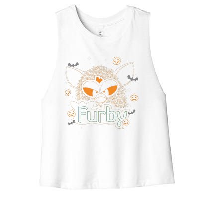 Furby Halloween Spooky Lines Pumpkin Furby Women's Racerback Cropped Tank