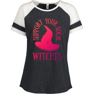 Funny Halloween Support Your Local Witches Funny Gift Enza Ladies Jersey Colorblock Tee