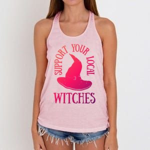 Funny Halloween Support Your Local Witches Funny Gift Women's Knotted Racerback Tank