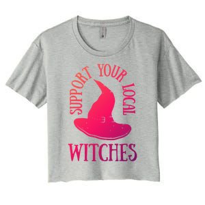 Funny Halloween Support Your Local Witches Funny Gift Women's Crop Top Tee