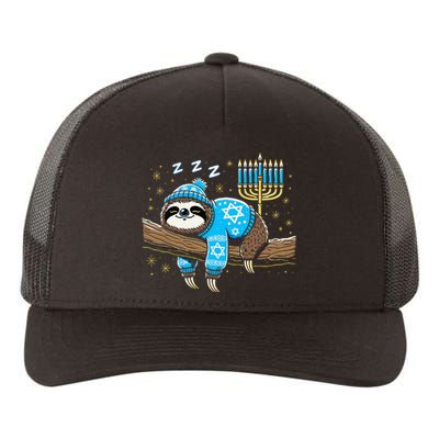 Funny Hanukkah Sloth Jewish Chanukah Sleeping Hanukkah Pjs Yupoong Adult 5-Panel Trucker Hat