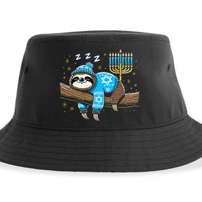 Funny Hanukkah Sloth Jewish Chanukah Sleeping Hanukkah Pjs Sustainable Bucket Hat