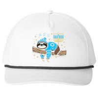 Funny Hanukkah Sloth Jewish Chanukah Sleeping Hanukkah Pjs Snapback Five-Panel Rope Hat