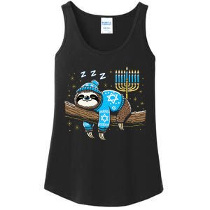 Funny Hanukkah Sloth Jewish Chanukah Sleeping Hanukkah Pjs Ladies Essential Tank