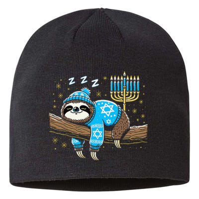 Funny Hanukkah Sloth Jewish Chanukah Sleeping Hanukkah Pjs Sustainable Beanie