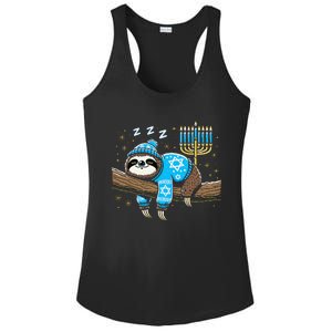 Funny Hanukkah Sloth Jewish Chanukah Sleeping Hanukkah Pjs Ladies PosiCharge Competitor Racerback Tank