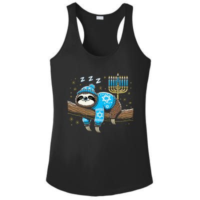 Funny Hanukkah Sloth Jewish Chanukah Sleeping Hanukkah Pjs Ladies PosiCharge Competitor Racerback Tank