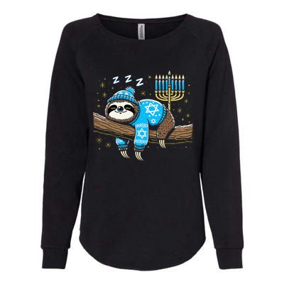 Funny Hanukkah Sloth Jewish Chanukah Sleeping Hanukkah Pjs Womens California Wash Sweatshirt