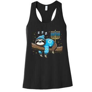 Funny Hanukkah Sloth Jewish Chanukah Sleeping Hanukkah Pjs Women's Racerback Tank