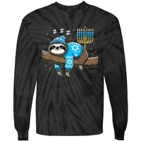 Funny Hanukkah Sloth Jewish Chanukah Sleeping Hanukkah Pjs Tie-Dye Long Sleeve Shirt