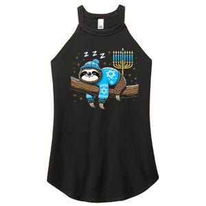 Funny Hanukkah Sloth Jewish Chanukah Sleeping Hanukkah Pjs Women's Perfect Tri Rocker Tank