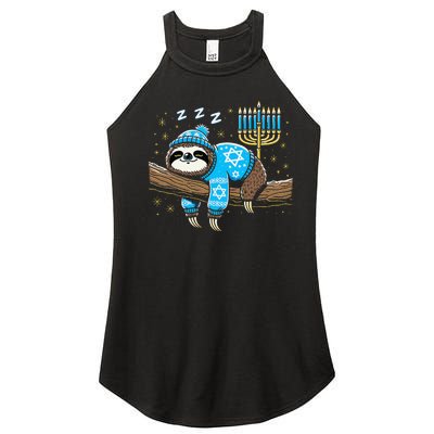 Funny Hanukkah Sloth Jewish Chanukah Sleeping Hanukkah Pjs Women's Perfect Tri Rocker Tank