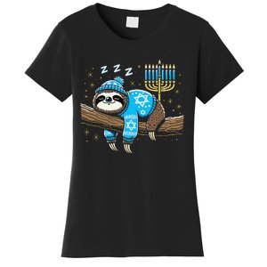 Funny Hanukkah Sloth Jewish Chanukah Sleeping Hanukkah Pjs Women's T-Shirt