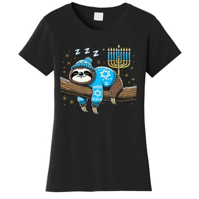 Funny Hanukkah Sloth Jewish Chanukah Sleeping Hanukkah Pjs Women's T-Shirt