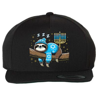 Funny Hanukkah Sloth Jewish Chanukah Sleeping Hanukkah Pjs Wool Snapback Cap