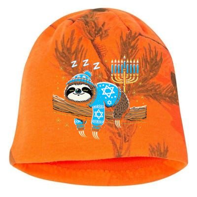 Funny Hanukkah Sloth Jewish Chanukah Sleeping Hanukkah Pjs Kati - Camo Knit Beanie