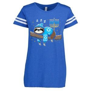 Funny Hanukkah Sloth Jewish Chanukah Sleeping Hanukkah Pjs Enza Ladies Jersey Football T-Shirt