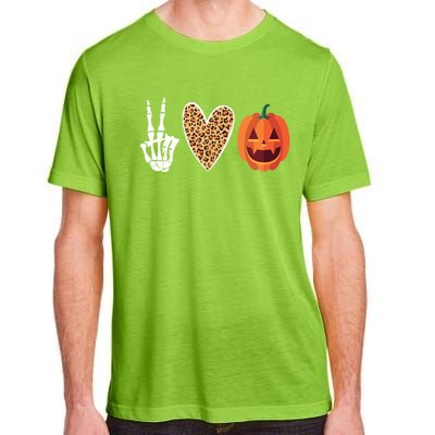 Funny Halloween Skeleton Hand Leopard Heart Pumpkin Funny Gift Adult ChromaSoft Performance T-Shirt