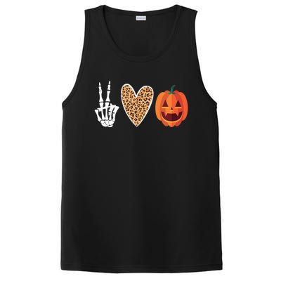 Funny Halloween Skeleton Hand Leopard Heart Pumpkin Funny Gift PosiCharge Competitor Tank