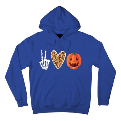 Funny Halloween Skeleton Hand Leopard Heart Pumpkin Funny Gift Hoodie