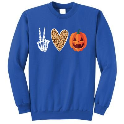 Funny Halloween Skeleton Hand Leopard Heart Pumpkin Funny Gift Sweatshirt