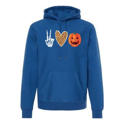 Funny Halloween Skeleton Hand Leopard Heart Pumpkin Funny Gift Premium Hoodie