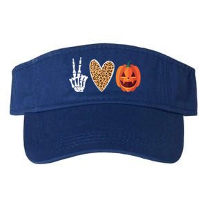 Funny Halloween Skeleton Hand Leopard Heart Pumpkin Funny Gift Valucap Bio-Washed Visor