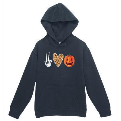 Funny Halloween Skeleton Hand Leopard Heart Pumpkin Funny Gift Urban Pullover Hoodie